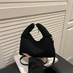 Sac à Main en Peluche de Laine d'Agneau Synthétique pour Femmes Fourre-tout Moelleux Sac à Bandoulière Mode Automne Hiver