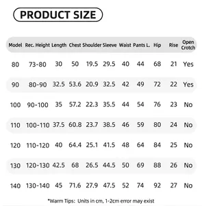 Tabella taglie dettagliata per completo estivo a quadretti da bambina per 73-140cm