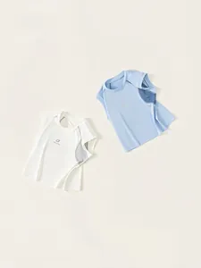 Ärmellose Sport-T-Shirts für Jungen in Weiß und Hellblau mit atmungsaktivem Mesh-Design