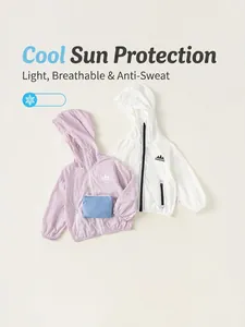 Kids Lightweight Sun Protection Jacket Hooded Thin UV Protected Breathable Cooling Outdoor Coat With Storage Bag For Boys Girls