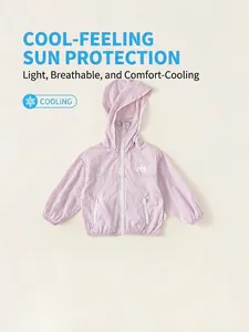 Kids lightweight lavender sun protection jacket with drawstring hood and zip pockets