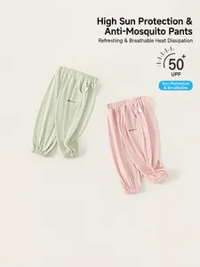 Pantalon de protection solaire UPF 50+ léger pour enfants en vert et rose