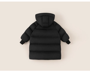 Detail view of winter padded jacket showing quilted texture and ribbed windproof cuffs