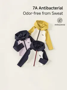Veste à capuche enfant antibactérienne avec zip et broderie teckel en trois coloris