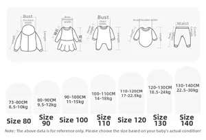 Tableau des tailles détaillé pour ensemble fille avec gilet en dentelle et pantalon à nœud