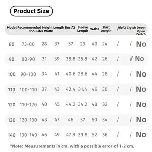 Size chart for girls' long sleeve hooded top and pleated skirt set with measurements