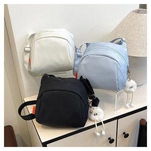 Minimalist Women Nylon Crossbody Bag Retro Half-Round Shoulder Bag With Adjustable Strap Casual Commuter Daily Messenger Bag