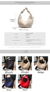 Detailed dimension guide for large pleated cloud shoulder bag showing 30x28x13cm size specs