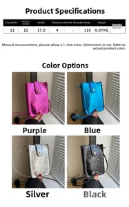 Vertical phone bag dimensions 12x17.5cm with shiny crocodile pattern and strap details