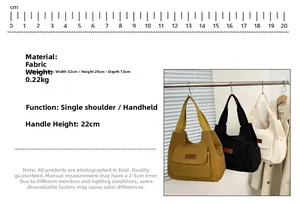 Tabella delle taglie con dimensioni 32x29x13cm per la grande borsa tote in tela e manici