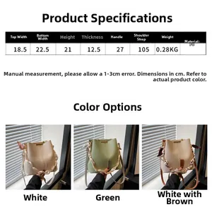 Detailed size guide and measurements for women's PU leather bucket shoulder bag