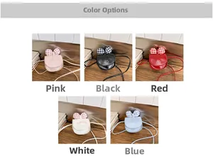 Mini sac bandoulière pour enfants en cinq couleurs avec oreilles de chat à carreaux