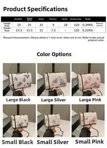 Guide des tailles et dimensions du sac bandoulière tendance à chaîne avec motif papillon