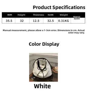 Size guide for a canvas tote bag showing height width and depth dimensions in centimeters