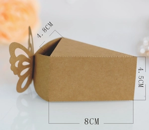 Triangle butterfly wedding favor box in kraft paper style for candy and party gifts