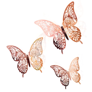 Lussuosi Adesivi Murali Farfalla 3D in Carta Perla Artificialta Traforata Decalcomanie Decorative Per Casa Festa Matrimonio Eleganti Adesivi Murali Farfalle