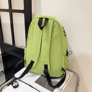 Large capacity bright green casual nylon backpack with adjustable black shoulder straps