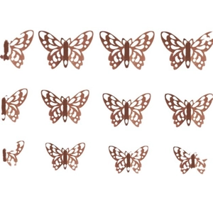 12-piece 3d rose gold hollow butterfly wall stickers with metallic finish for home decor