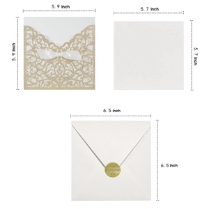Set inviti in oro glitterato tagliato al laser in 3 pezzi con custodia e busta bianca