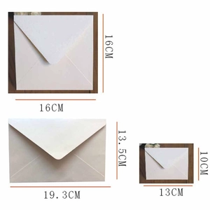 Cream 150GSM pearlescent paper envelopes in three sizes with triangular flap design