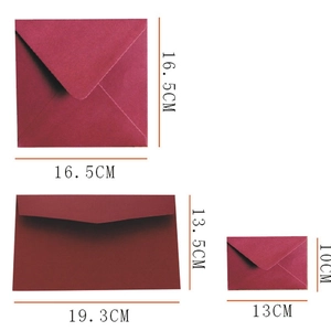 Three sizes of burgundy pearlescent paper envelopes for invitations in 150g quality