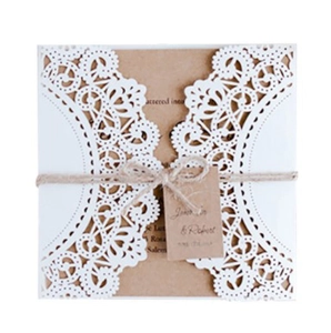 White Laser Cut Wedding Invitation Shell European Hollow Lace Greeting Card For Ceremony Party Pearl Paper Invitation