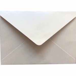 Elegant 150GSM cream pearlescent paper envelope with V-flap design and matte texture