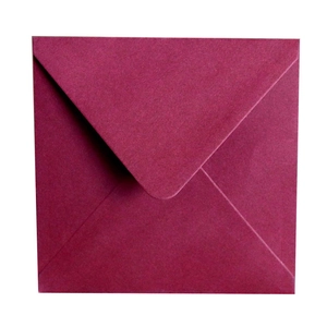 Square dark red pearlescent paper envelope for invitations and greeting cards