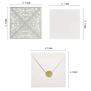 Set di inviti di nozze blu navy glitterati tagliati al laser con buste e schede quadrate