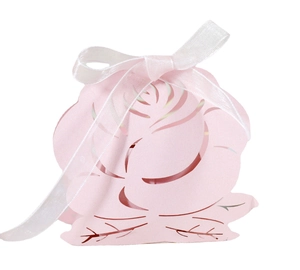 Laser Cut Rose Flower Candy Box Artificial Pearl Paper Hollow Gift Boxes With Ribbon For Wedding Party Valentine Decoration Favor Boxes