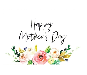 Detail of floral Mother's Day card with watercolor roses and Happy Mother's Day text