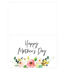 Detailed watercolor floral Happy Mother's Day card with elegant hand-lettered text