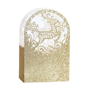 Glittering gold hollow Christmas deer candy gift box for holiday party celebrations