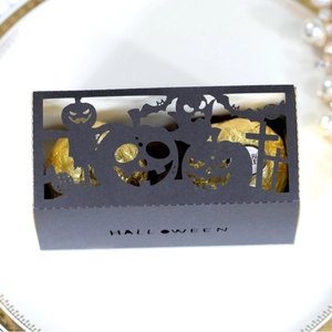 Scatola di Caramelle Halloween Taglio Laser Motivo Zucca Pipistrello Fantasma Carta Perla Artificialta Scatola Regalo per Festa Decorazione Halloween