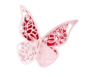 Pink laser-cut butterfly napkin ring with hollow patterns for wedding table decor