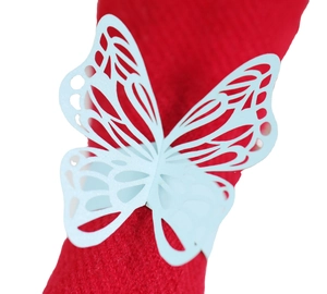 Laser cut butterfly napkin ring in light blue paper for wedding and party table decor