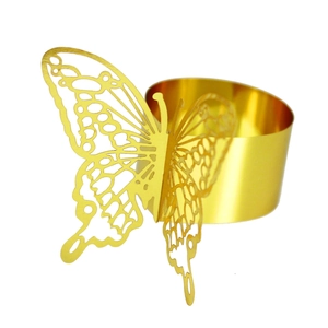 Elegant gold butterfly napkin ring with hollow laser-cut design for dining table decor