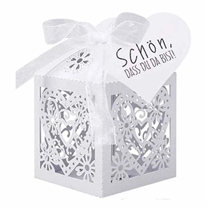 Laser Cut Hollow Heart Candy Boxes Pearlescent Paper Gift Box With Ribbon Heart Tag For Wedding Party Favor European