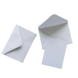 Minimalist grey envelopes and matching blank card set with high-quality matte fiber texture