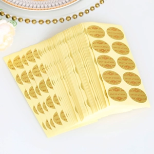 Elegant gold round invitation seal stickers with floral pattern for wedding envelopes