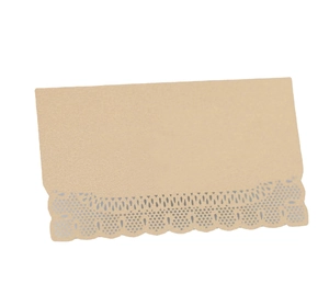 Elegant laser cut lace place card in kraft brown style for wedding seating and invitations