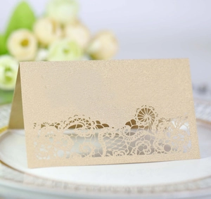 Elegant gold hollow laser cut lace table place card for wedding party decorations