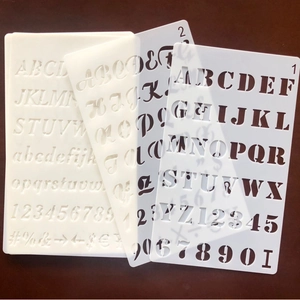 Transparent PET stencils with alphabet and numbers for DIY laser-cut painting