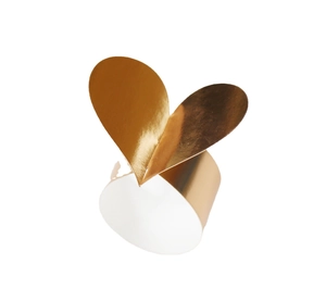Rond de serviette en forme de cœur doré réfléchissant pour décoration de table de fête