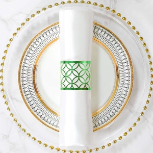 Servilleteros De Papel Perlado Cortado Con Láser Geométrico Hebilla De Servilleta Reflectante De Oro Plata Para Decoración De Mesa De Hotel De Boda