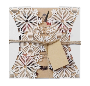 Laser Cut Floral Wedding Invitation Cards With Envelopes Pearlescent Paper Kraft Inner Pages For Engagement Party Decorative