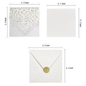 White laser cut wedding invitation set with floral hollow lace sleeve and envelope