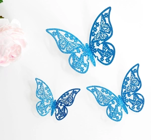 Tarjetas de Copa Mariposa 3D Caladas con Purpurina Papel Perla Artificialdo Corte Láser Mariposas Vinilos Decorativos para Boda Cumpleaños Fiesta Decoración