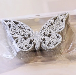 Mariposas 3D plateadas con purpurina para decoración de paredes y fiestas en pack