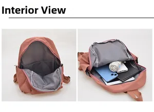Internal display of waterproof nylon backpack showing spacious storage capacity